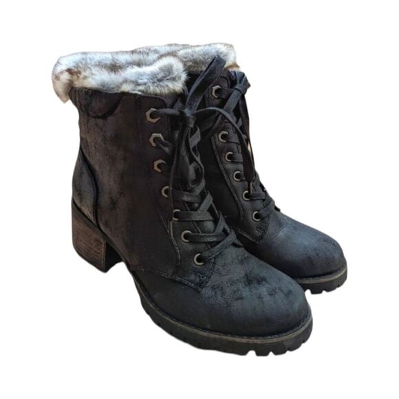 Steve Madden Women's Faux Fur Lined Chunky Heeled Boot sz‎ 9 black - Picture 2 of 14